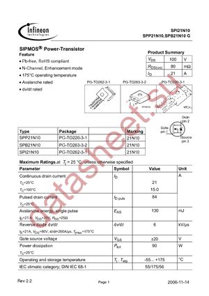 SPP21N10 datasheet  